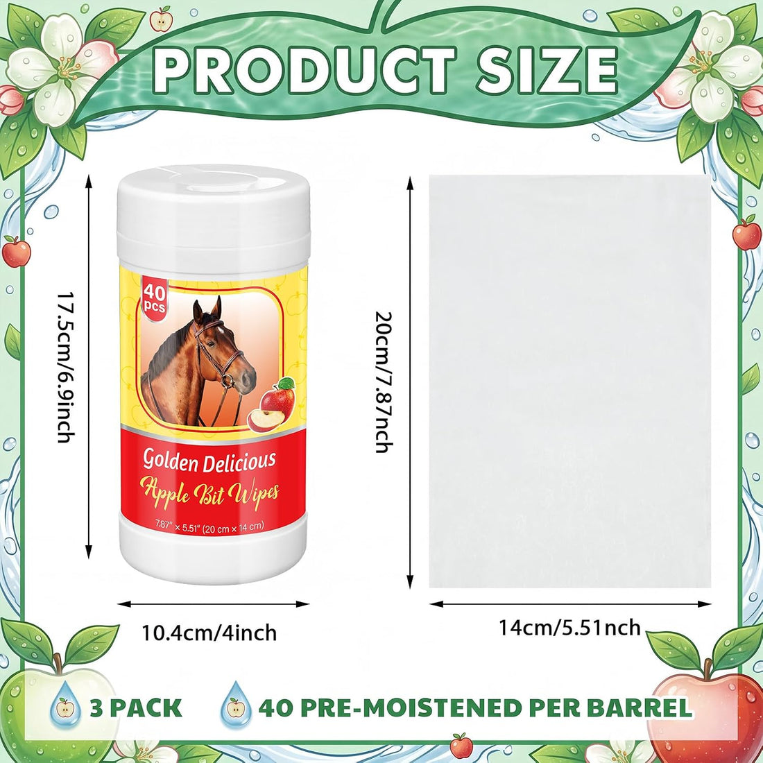 Threlaco 3 Pack Horse Bit Wipes, Peppermint Horse Bit Cleaners