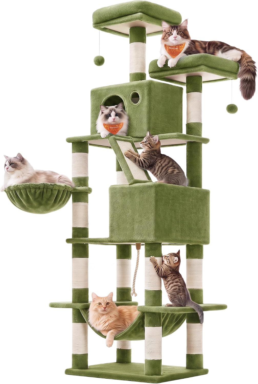 Feandrea Cat Tree, 81.1-Inch Large Cat Tower, Multi-Level Condo