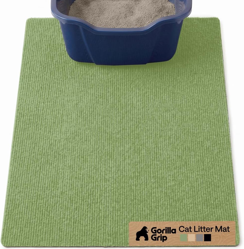 GORILLA GRIP Cat Litter Mat, Soft Felt Scatter Catcher, 24x17, Gray