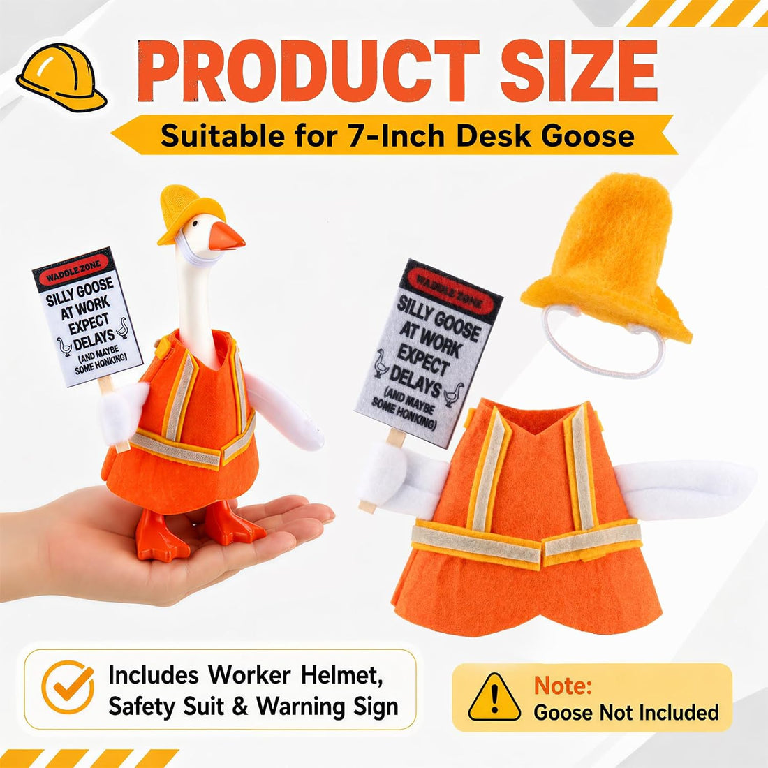 7 Inch Desk Goose Outfits, Construction Worker Costume with Hat