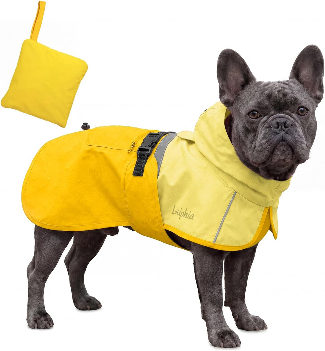 Luciphia Dog Raincoat, Adjustable Hooded Reflective Jacket with Pocket