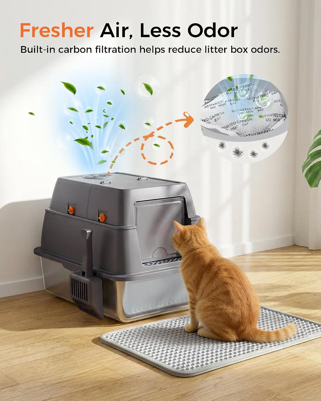 GTPLAYER XXL Stainless Steel Cat Litter Box with Lid