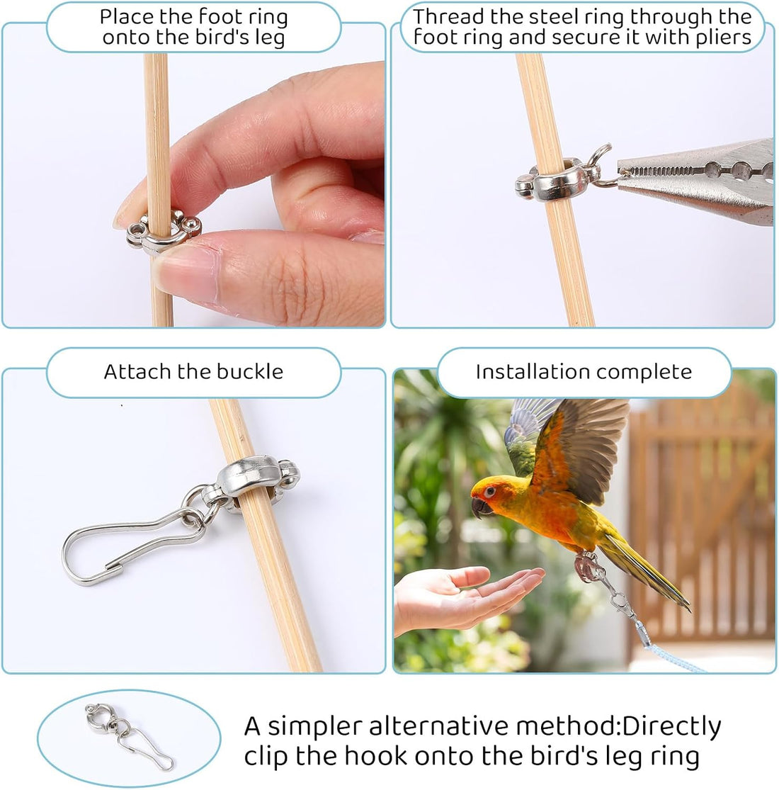 Parrot Flying Leash, Elastic Bird Harness with Foot Rings