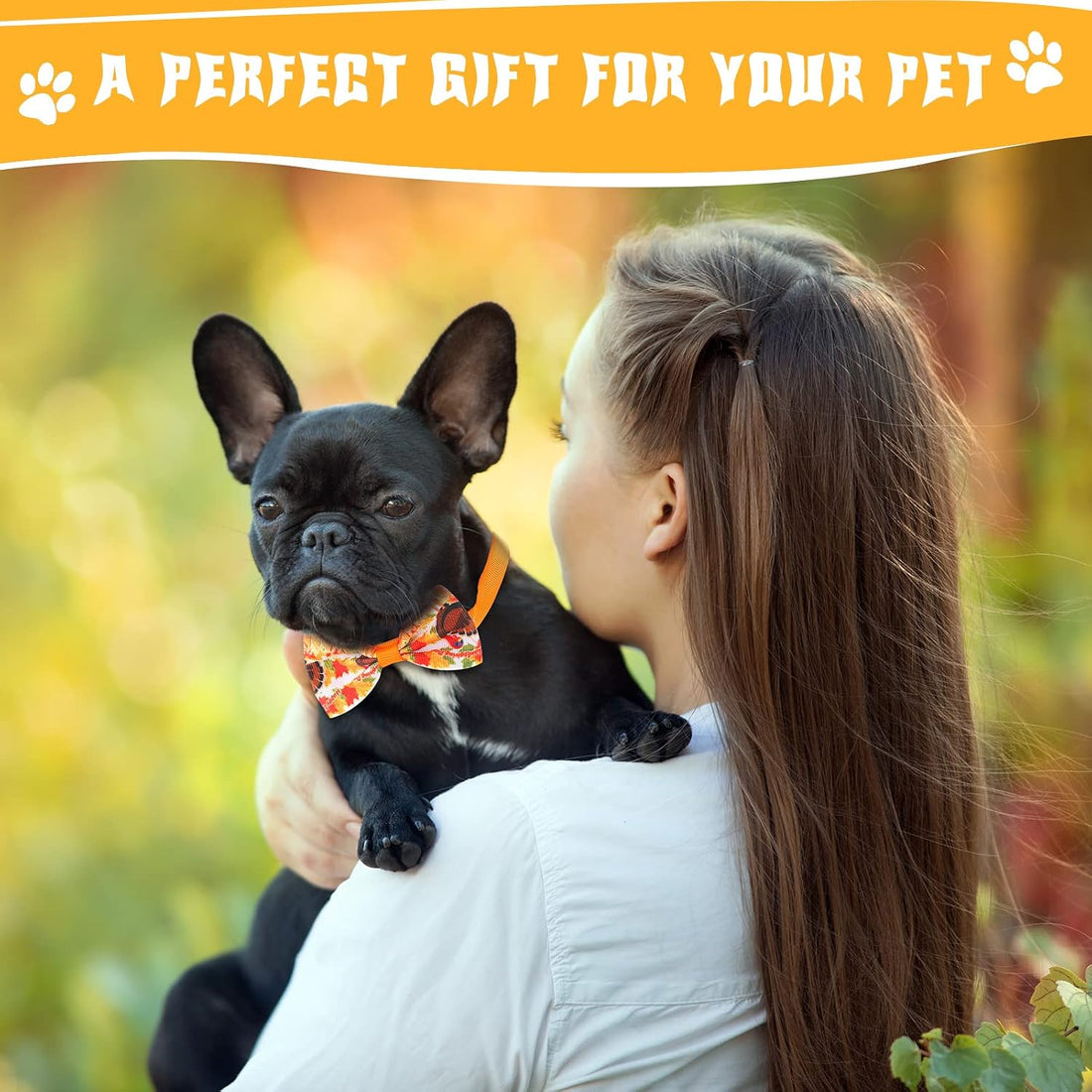 Reginary 100 Pack Fall and Halloween Dog Bow Tie Collar Set