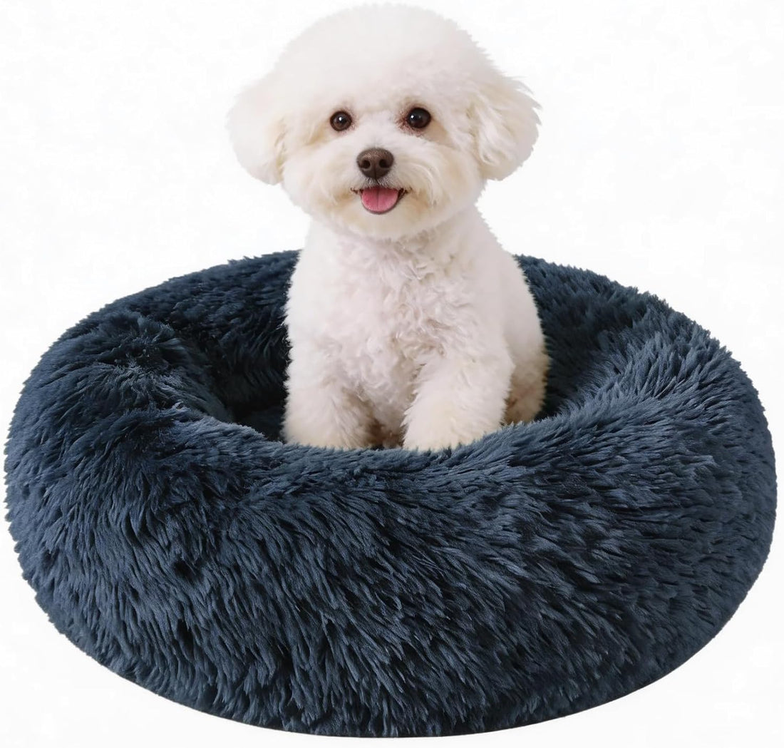 Medium Dog Bed, Washable Plush Donut Dog Bed, 28 Inch