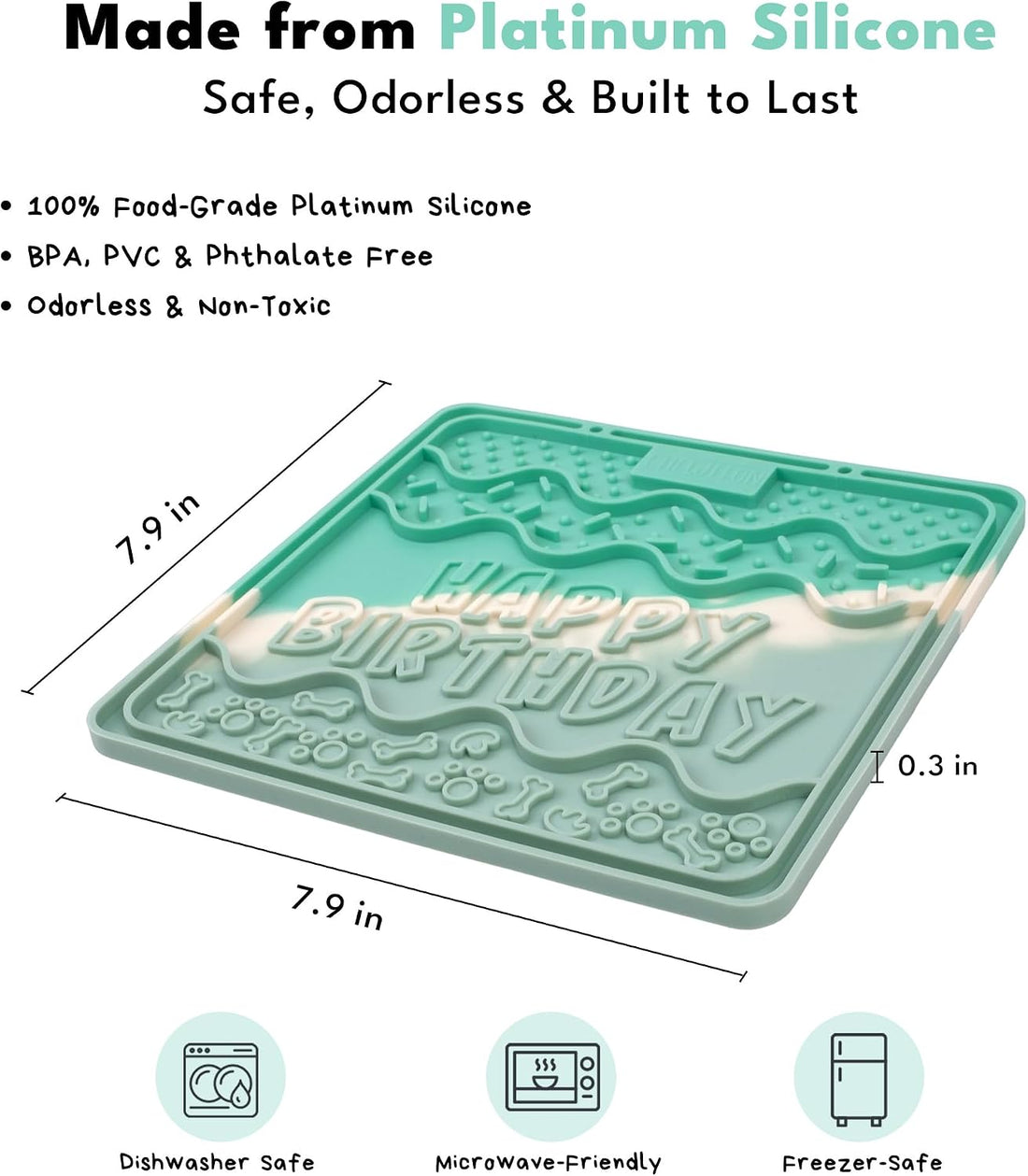 CHEWFFON Dog & Cat Lick Mat, Birthday Silicone Licky Pad