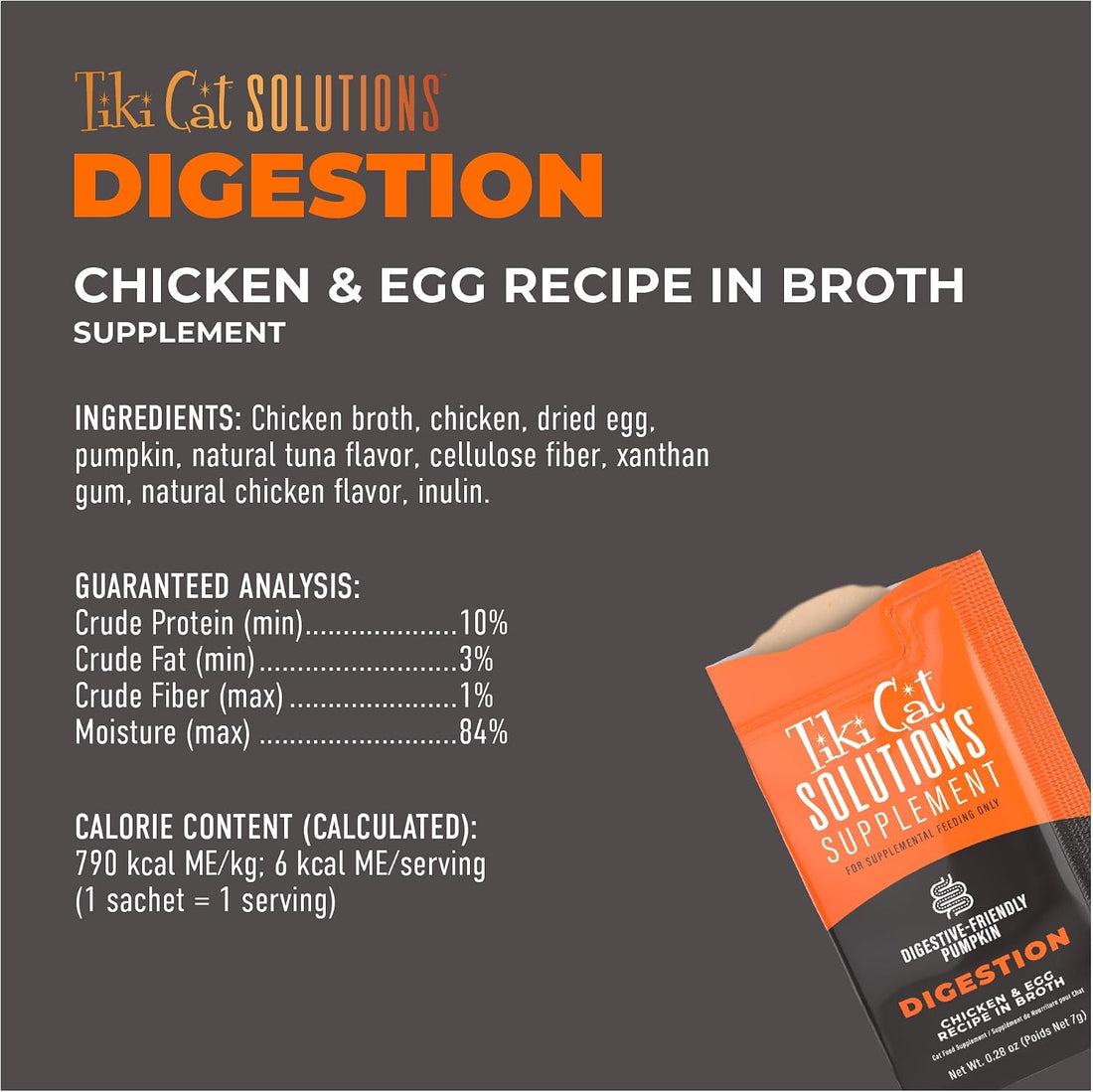 Tiki Cat Solutions Cat Supplement, Digestion, Chicken & Egg