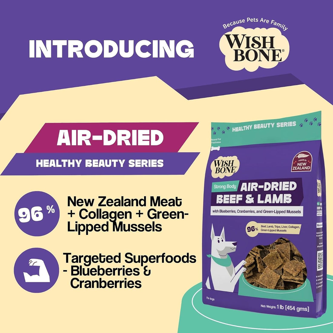 Wishbone Air Dried Lamb Dog Food - High Protein, Grain Free Recipe