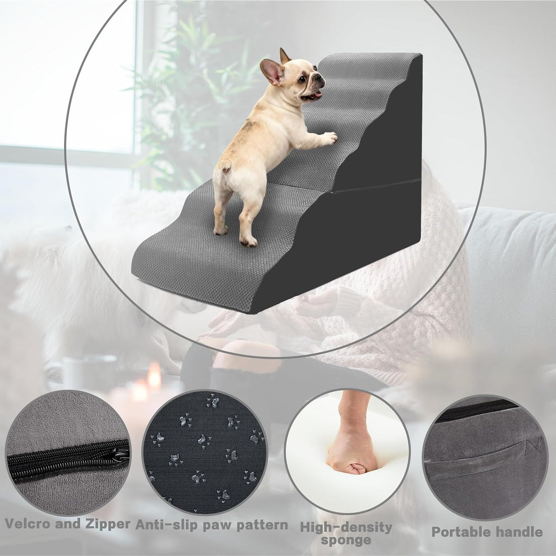 MALOROY Dog Stairs for High Beds 30-36 inches Tall