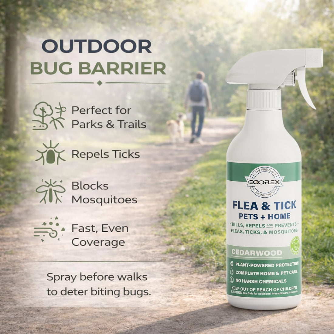 Flea Spray for Home & Pets Plant-Based Repellent with Cedarwood Scent