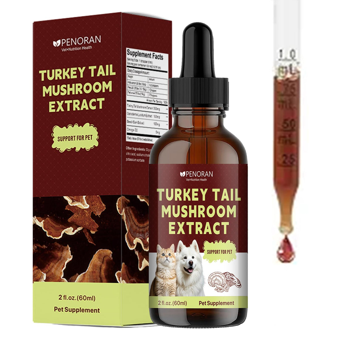 PENORAN Turkey Tail Mushroom Extract Drops for Dogs & Cats, Lipoma