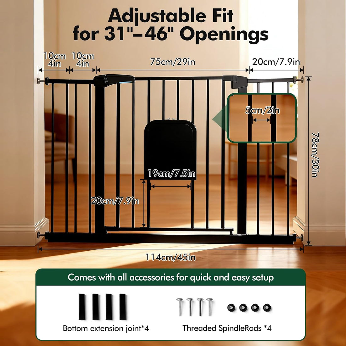 Metal Pet Gate with Cat Door
