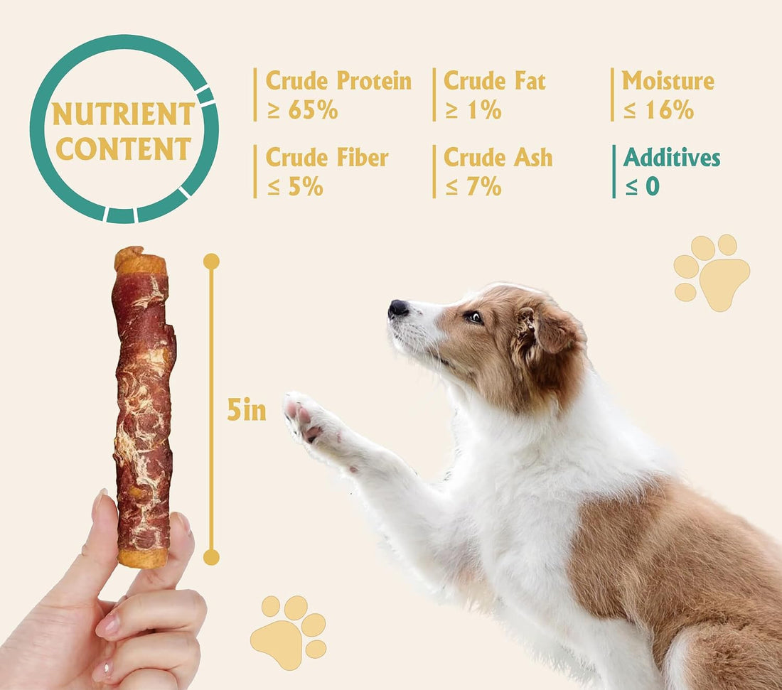 5Pcs 5" Chicken Wrapped Smoked Rawhide Rolls with Chicken Liver-10.6