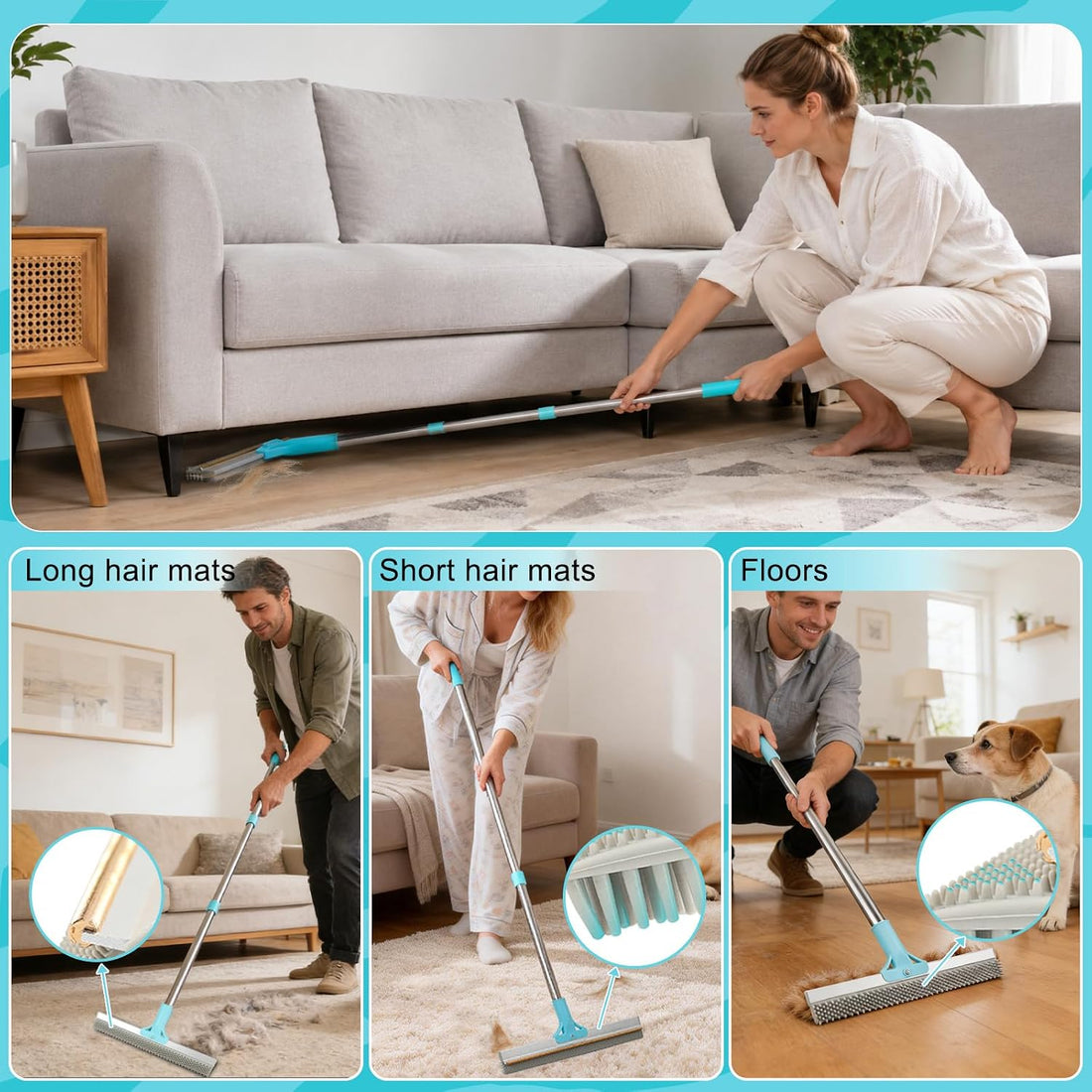 Vivifying Carpet Rake Pet Hair Remover Set