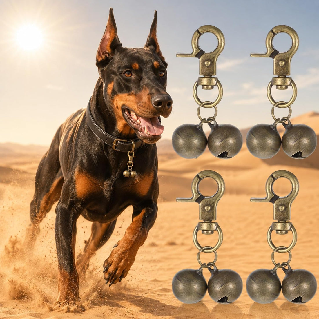 4 PCS Bell for Dog Collar, Extra Loud Dog Bells to Go Outside Iron
