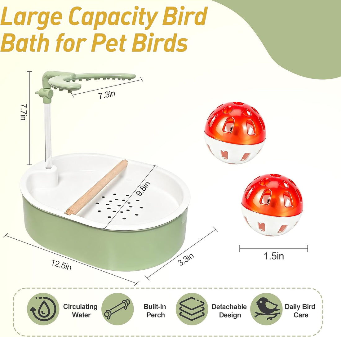Indoor Bird Bath Fountain, Automatic Dual Rainfall Parrot Shower