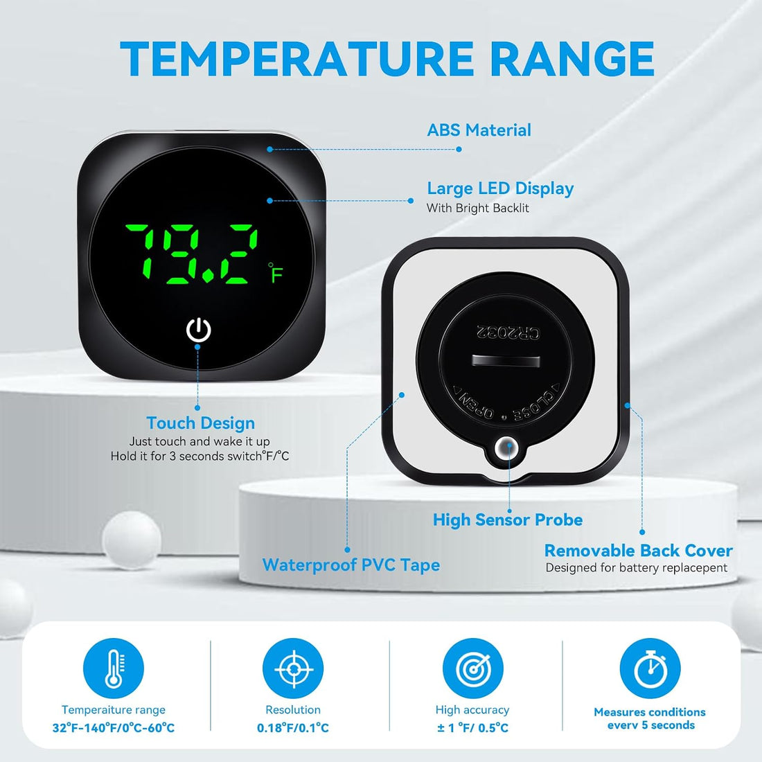 Digital Aquarium Thermometer, Stick-on Fish Tank Water Thermometer