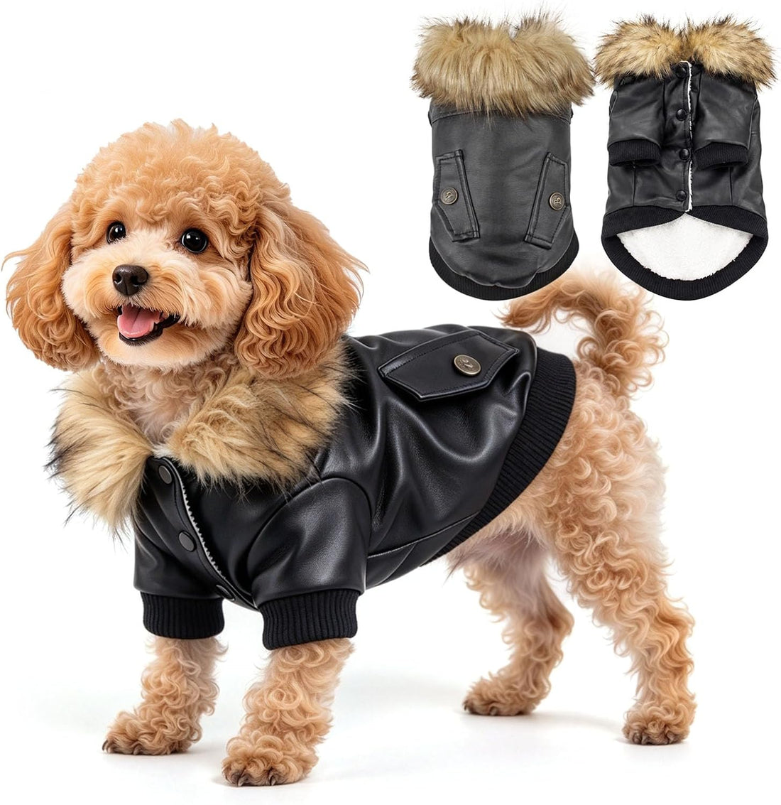 LESYPET Dog Leather Jacket for Small Dogs