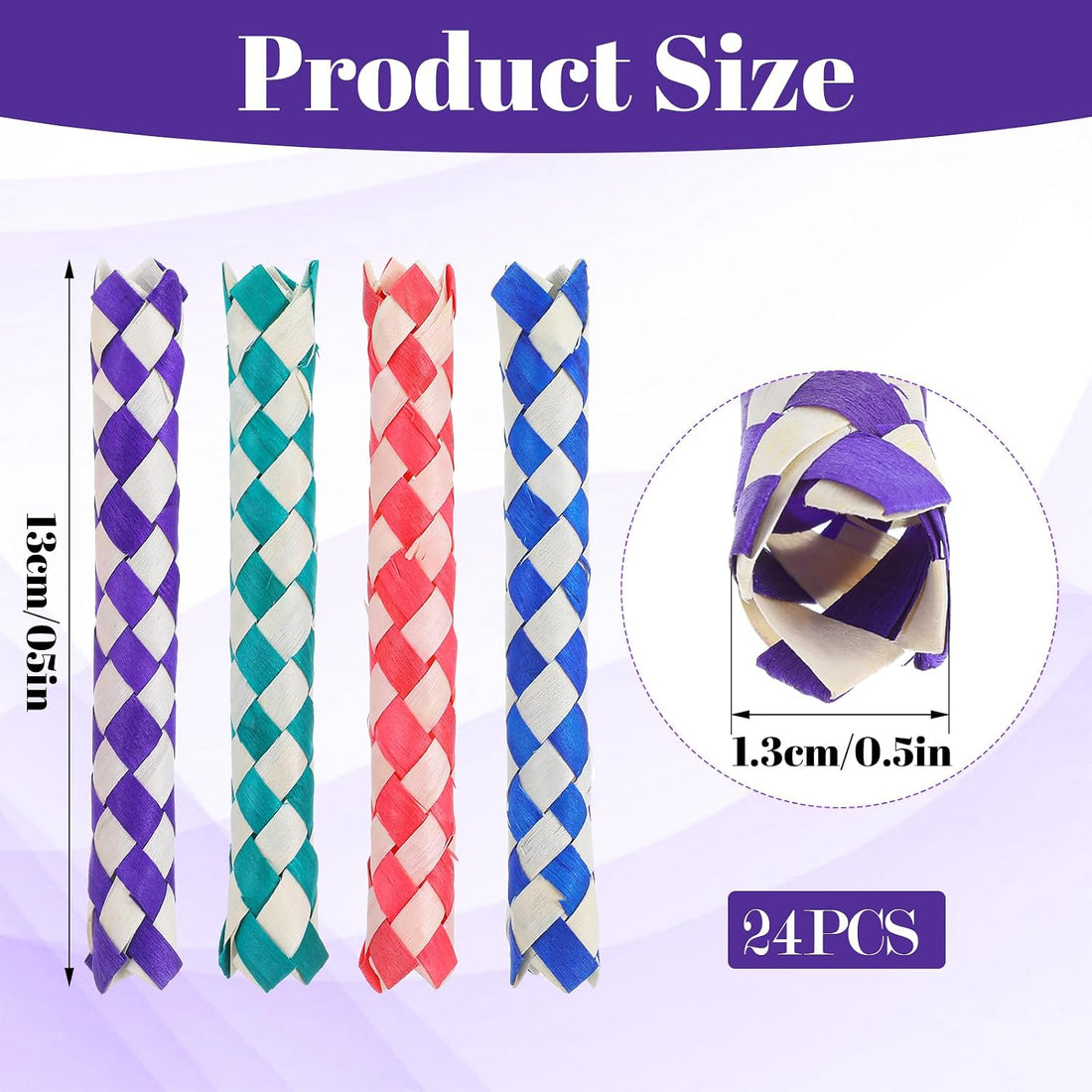 12 Pcs Chinese Finger Traps, Bamboo Finger Traps Pet Bird Chew