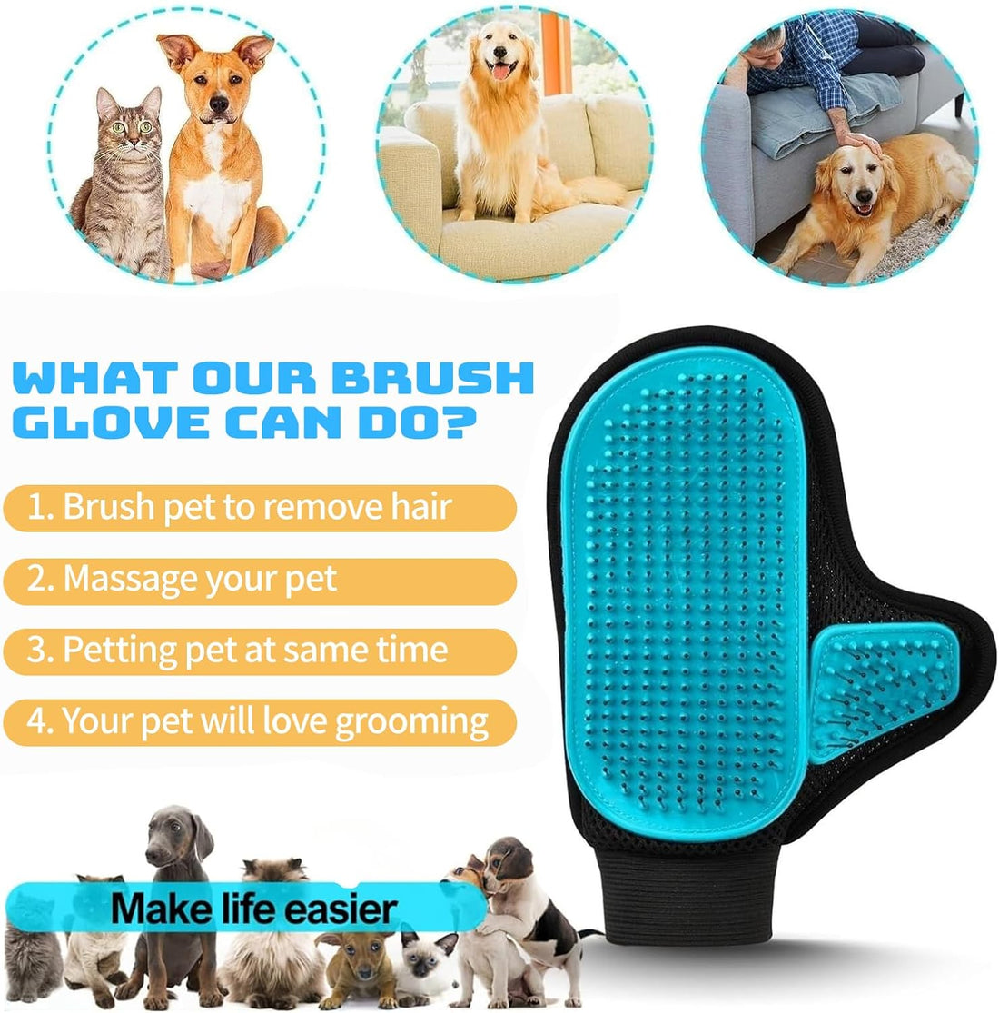 Beenefits 2025 Pet Grooming Glove with Tipped Pin Brush,Special