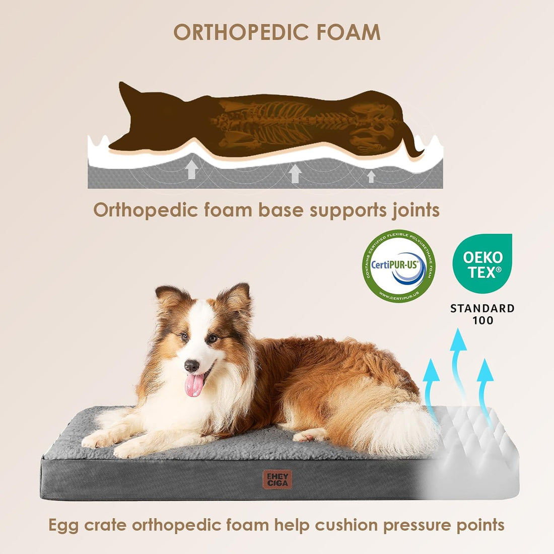 EHEYCIGA Orthopedic XL Dog Beds for Extra Large Dogs with Removable