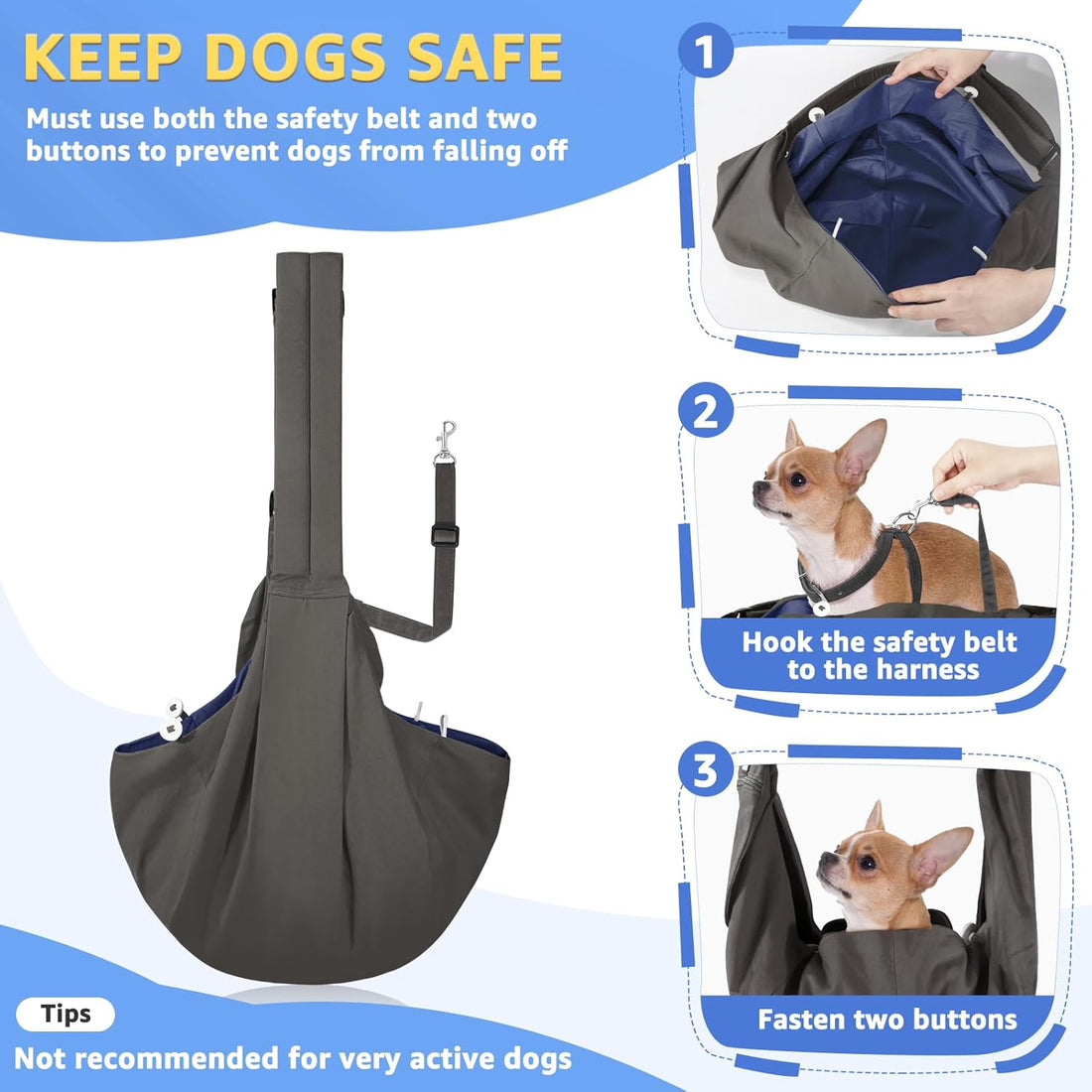 SlowTon Dog Carrier Sling - Thick Padded Shoulder Strap Adjustable