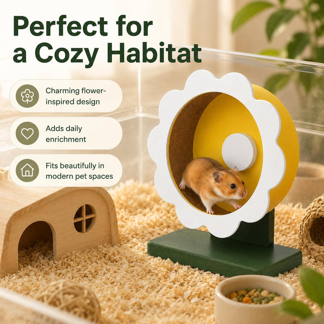 Novabright 9 Inch Hamster Wooden Silent Wheel