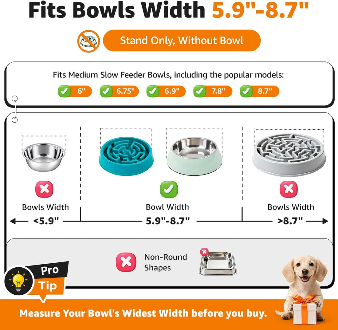LOOBANI Elevated Dog Bowl Stand Adjustable 5.9"-8.7" Width