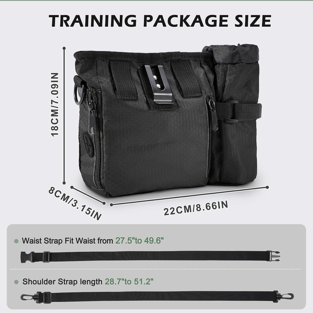 Dog Treat Training Pouch Built-in Poop Bag & Side Pocket Dispenser