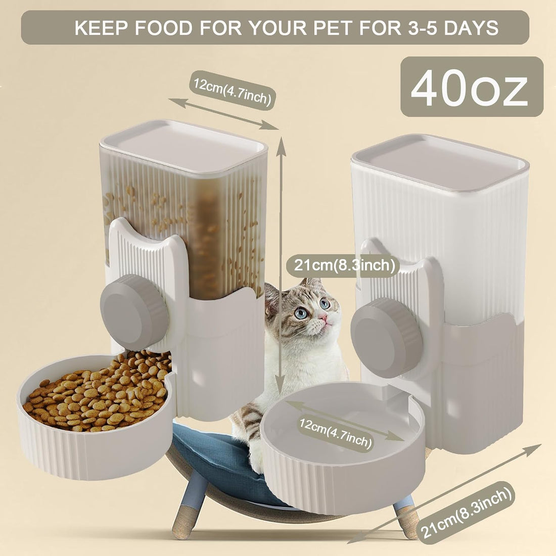 Lemtrflo Rabbit Water Dispenser, Cage Automatic Hanging Bunny Feeder
