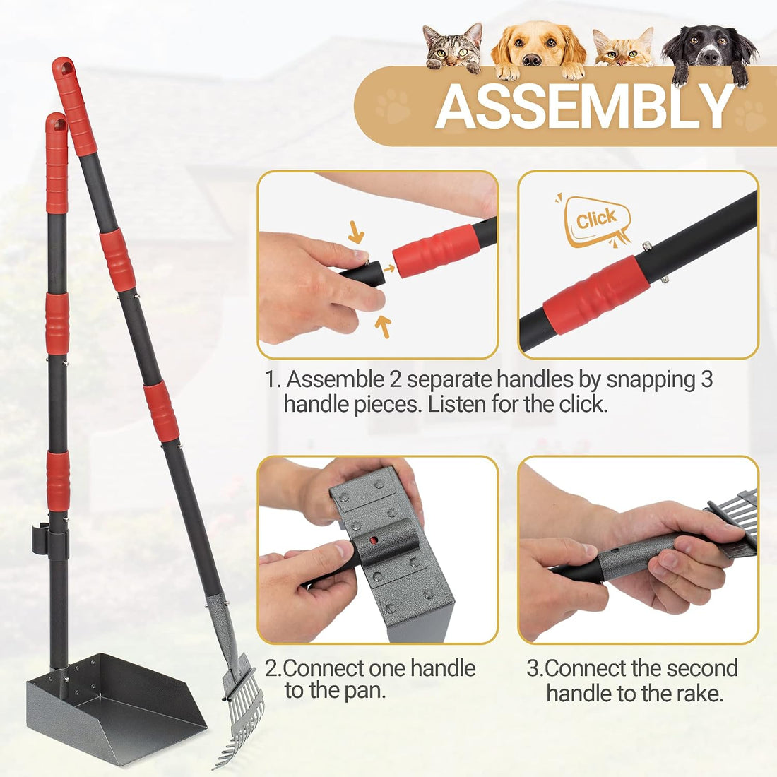 Heeyoo Dog Pooper Scooper, Dog Poop Tray and Rake Set