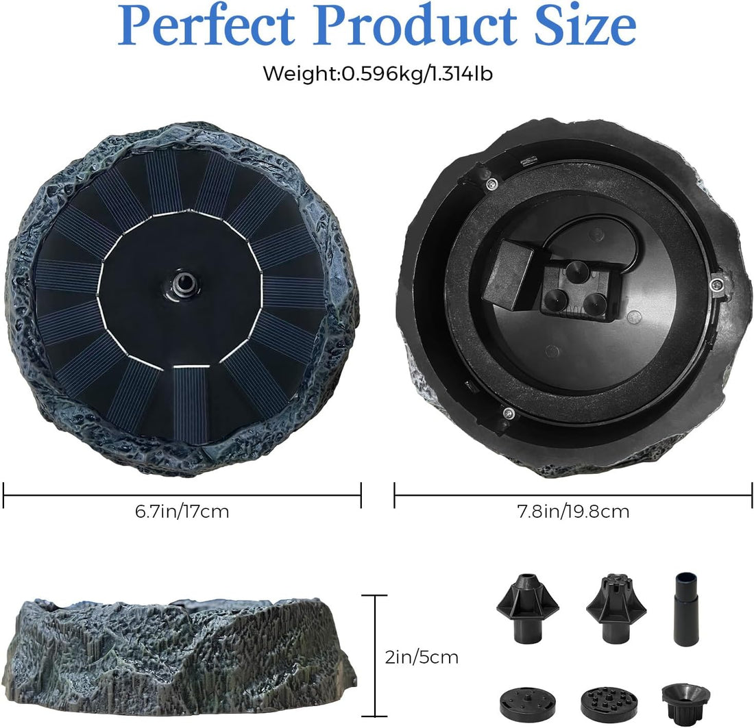WANGIRO Solar Powered Bird Bath Fountain 7.8 Inch Dark Green