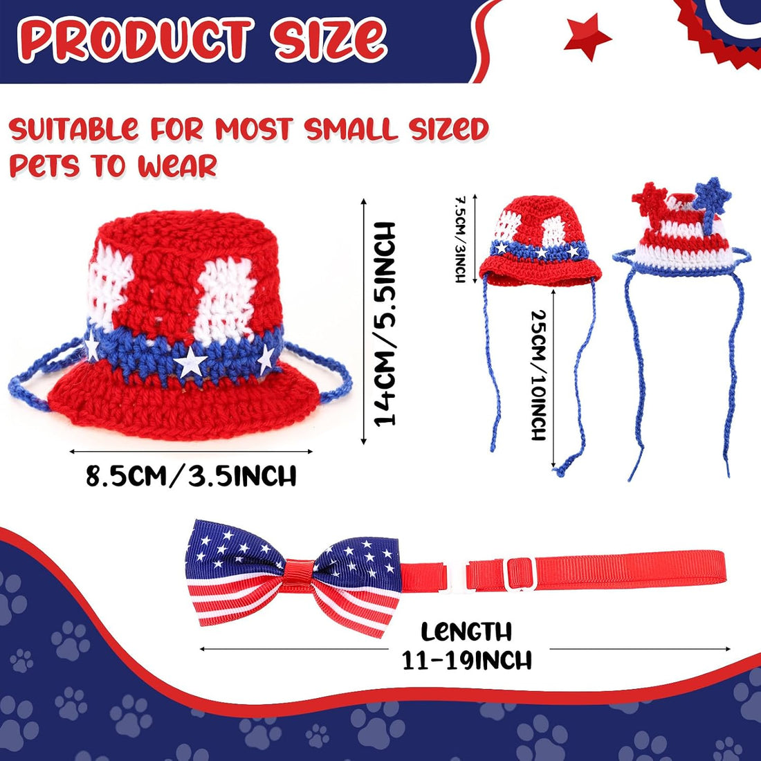 Ganeen 4 Pcs Independence Day Cat Costume 250 Anniversary 4th of July