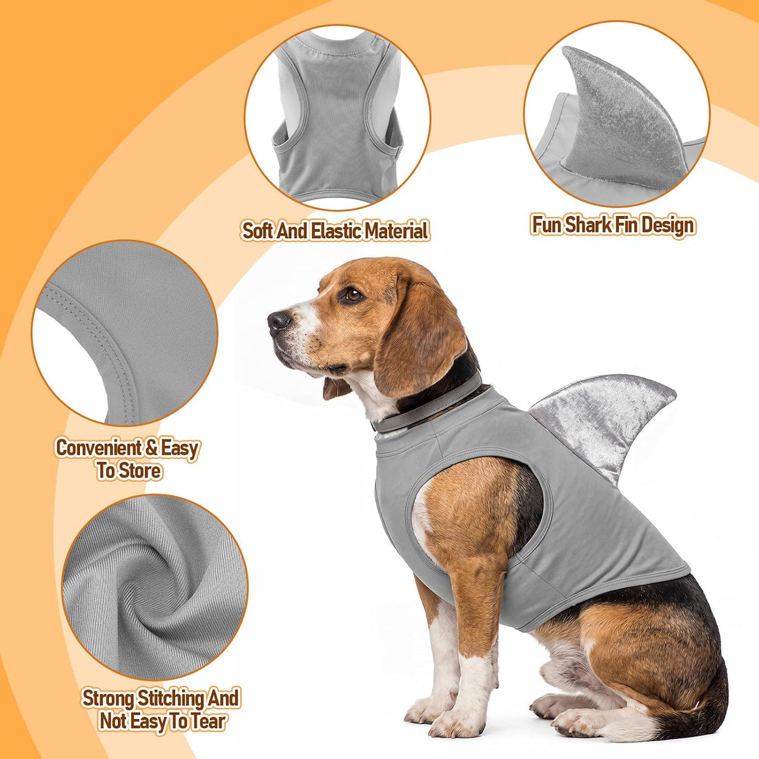 2 Pcs Halloween Dog Shark Costumes Fish Fin Dogs Costume