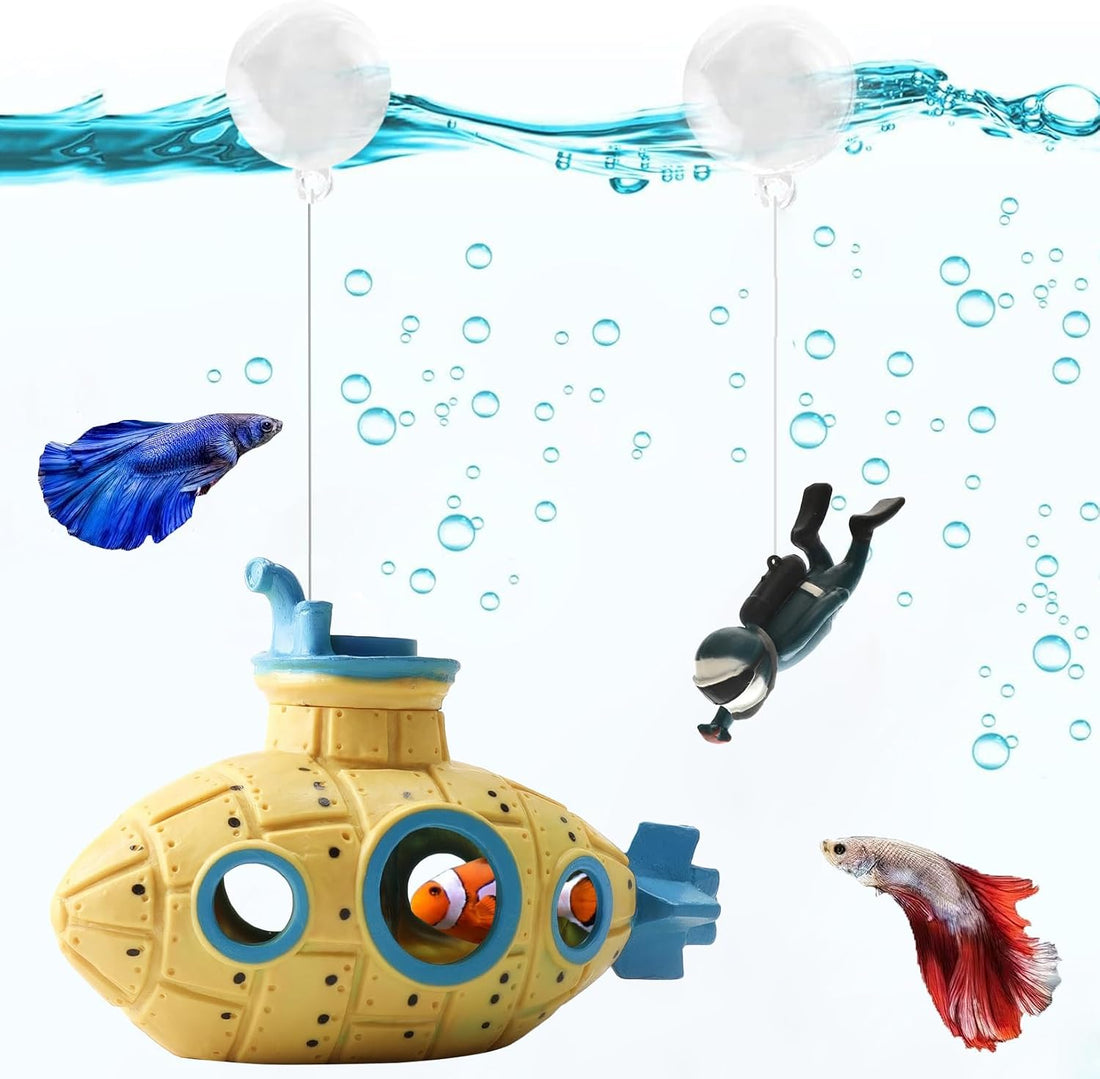 2-Pack Floating Little Diver, Aquarium Decorations for Fish Tanks