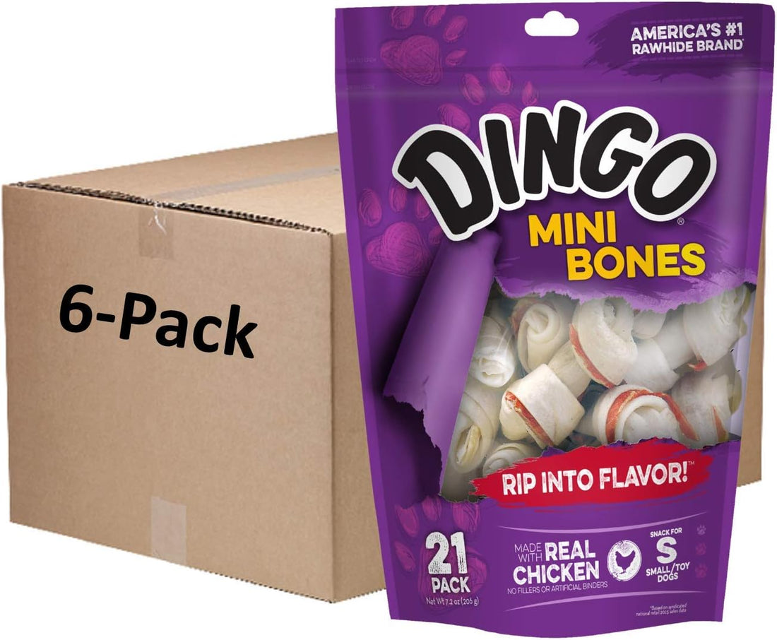 Dingo Mini Bone Rawhide Dog Treat For Small Dogs, 21 Count