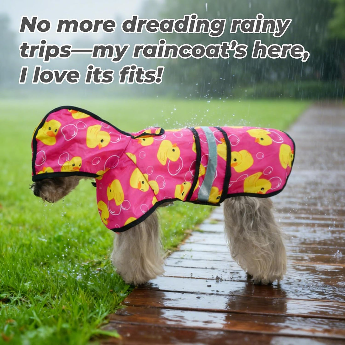 KOOLTAIL Dog Raincoat Hooded Slicker Poncho with Leash Hole