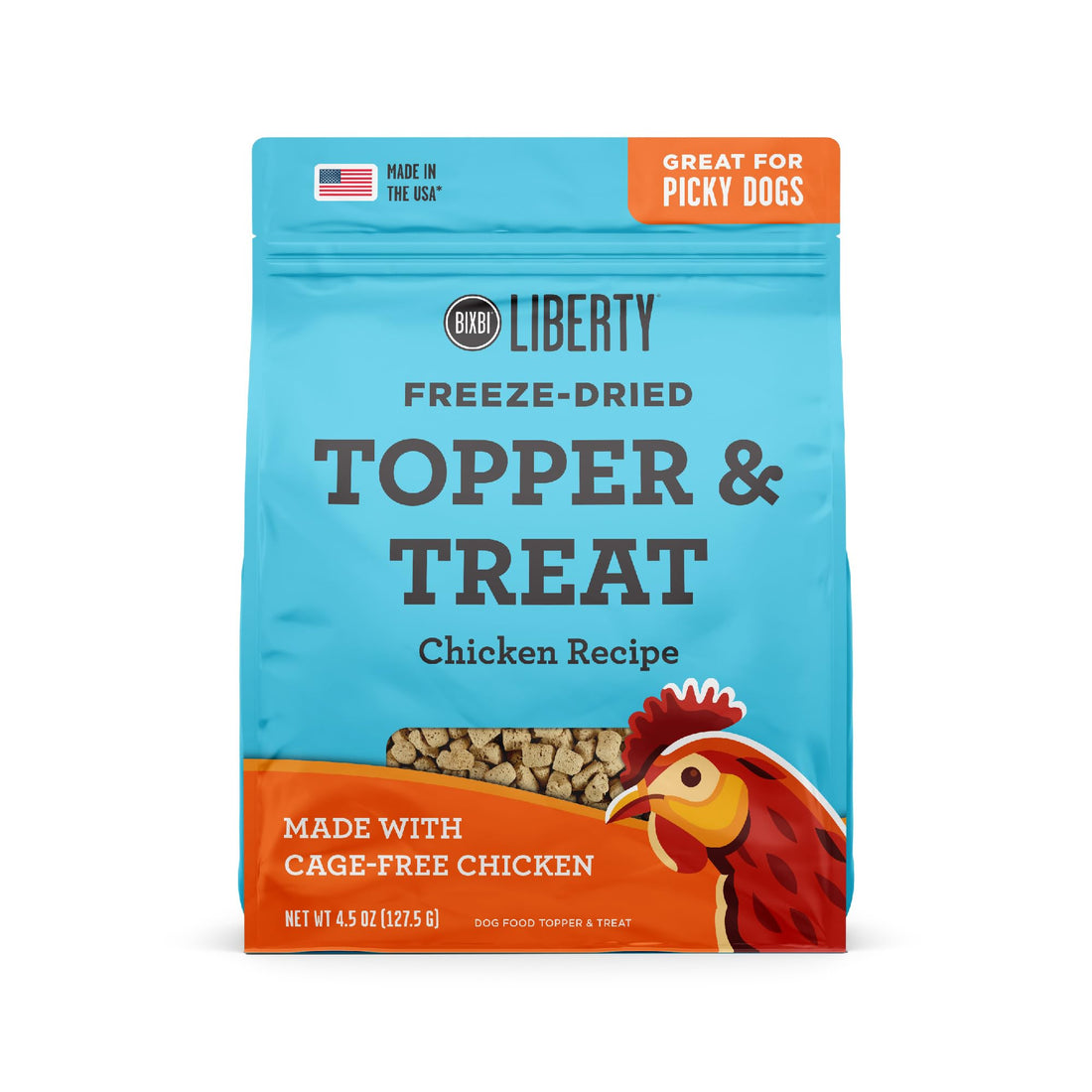 BIXBI Liberty Freeze Dried Dog Food Topper + Dog Treat, Chicken Recipe