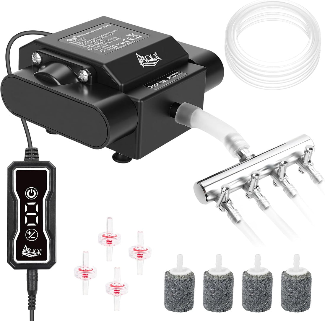 AQQA 10W Aquarium Air Pump with Controller, 10W/237GPH