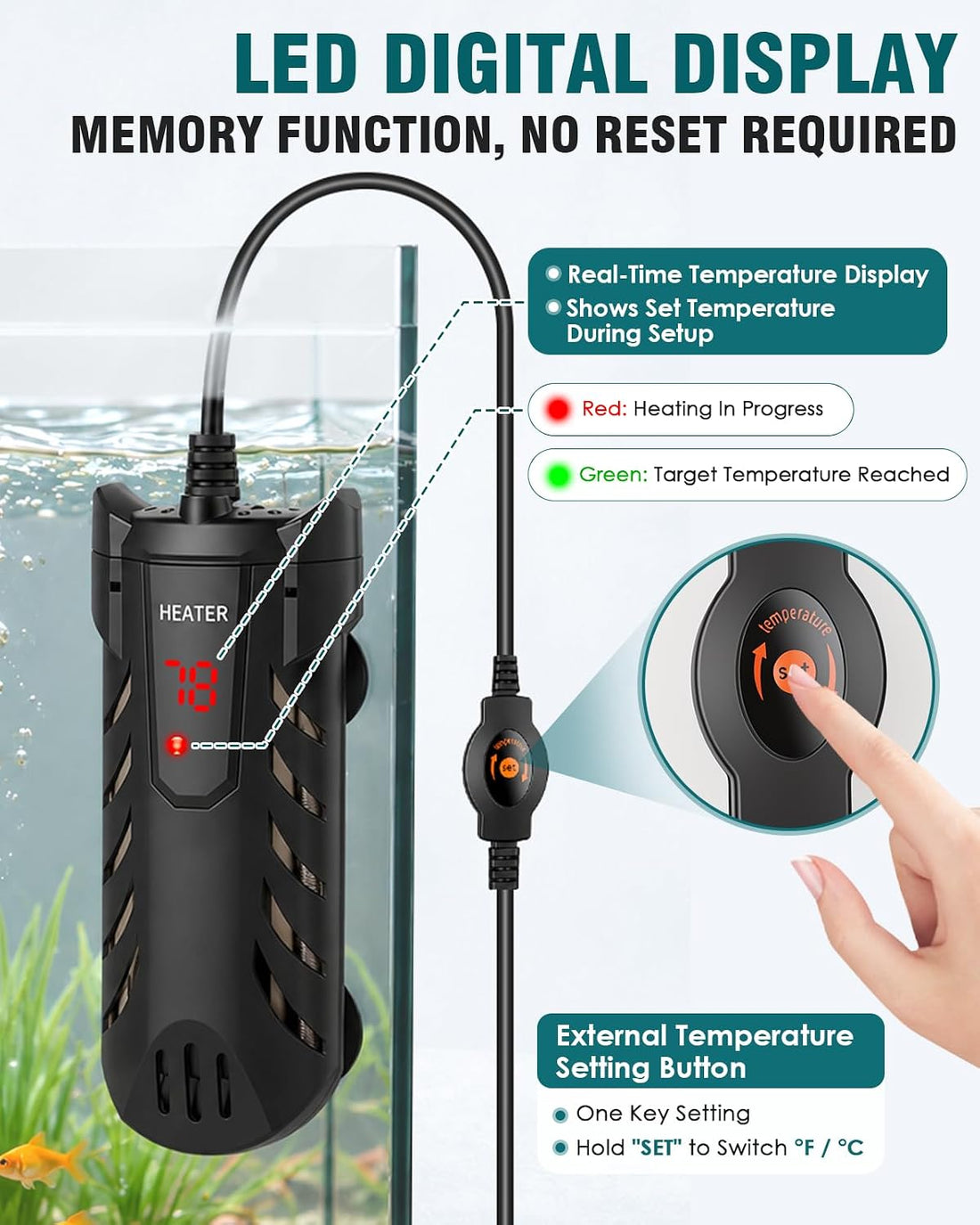 300W Aquarium Heater, Fish Tank Heater