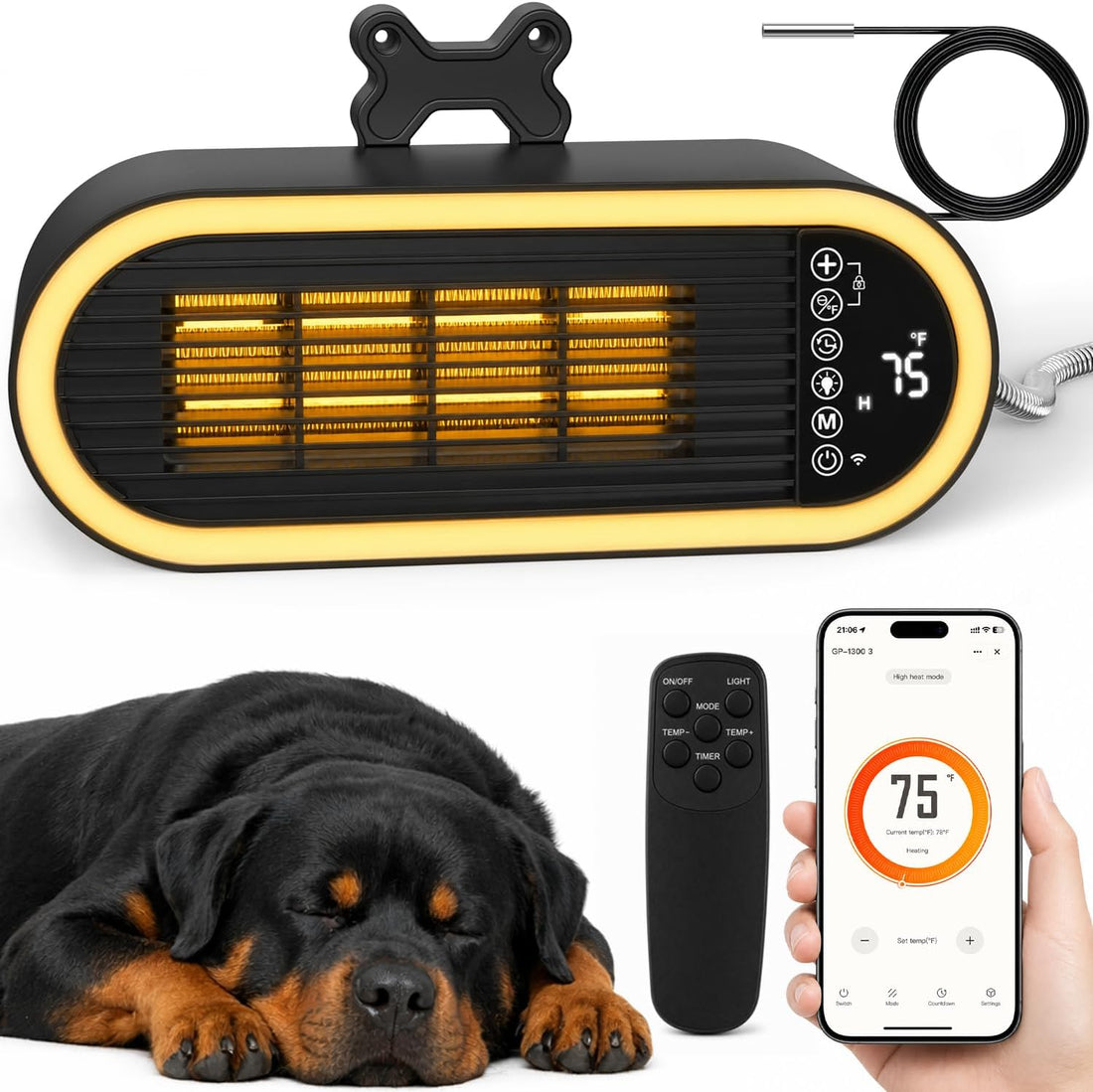 Dog House Heater with Thermostat,1300W Fast-Heating WiFi Smart Heater
