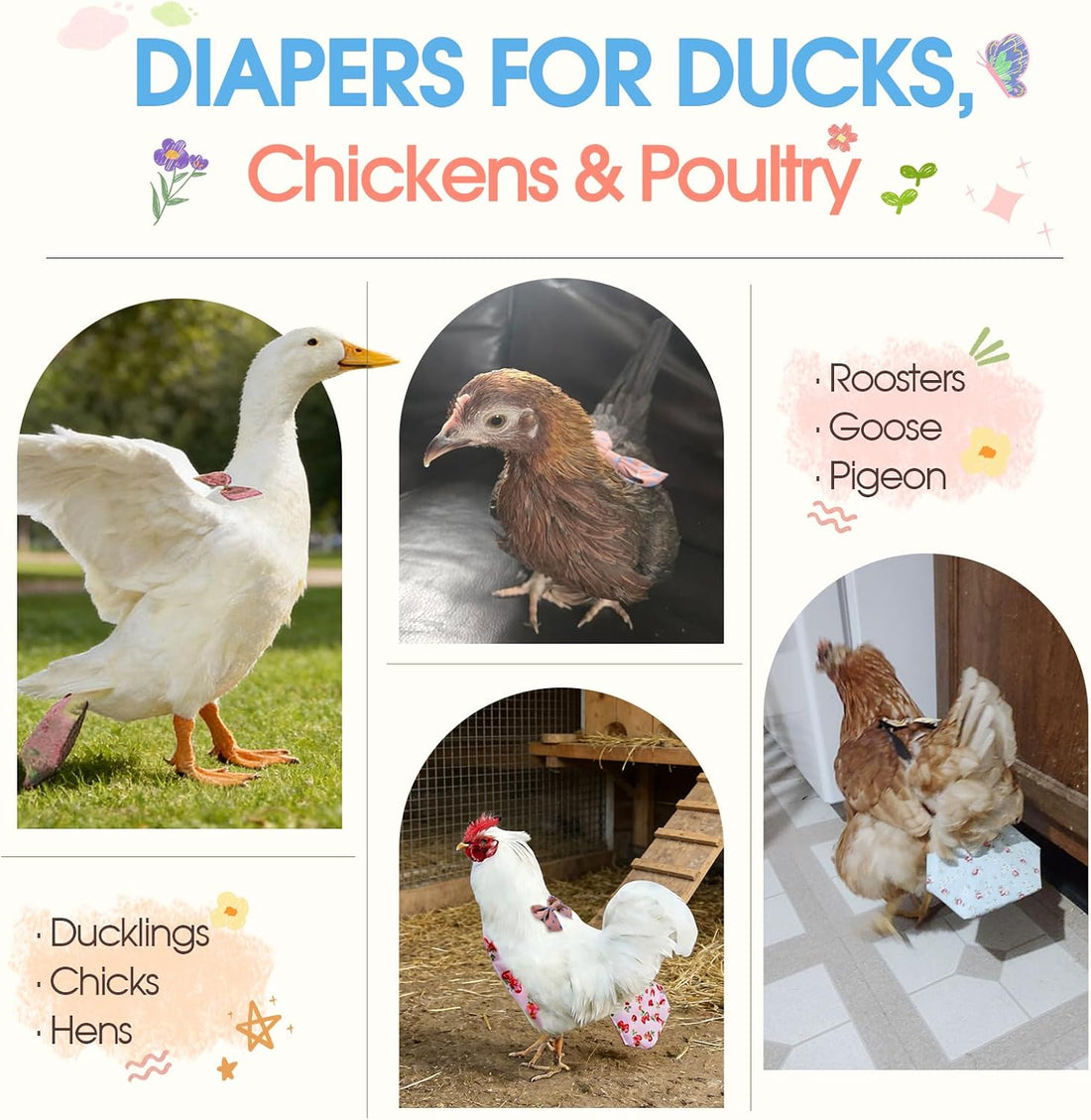 QBLEEV Duck Diapers for Pekin Ducks & Chickens