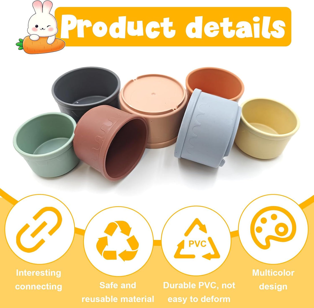 8 Pcs Stacking Cups for Bunny,Colorful Nesting Reusable Rabbit Toys