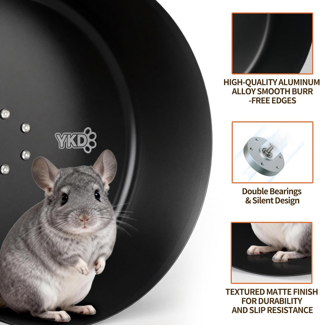 15" Aluminum Alloy Silent Chinchilla Exercise Wheel