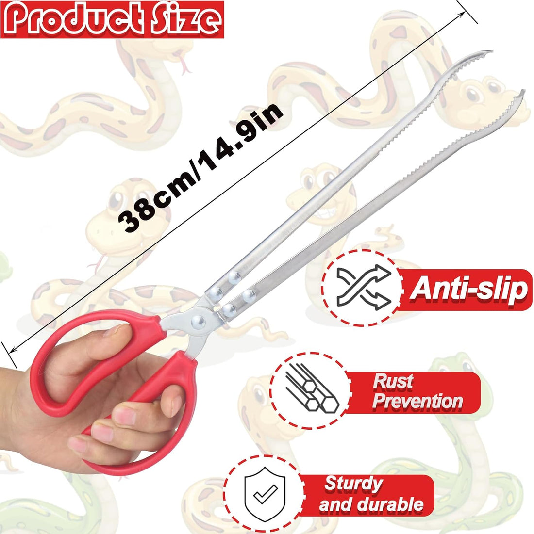 15 Inch Reptile Feeding Tongs, Extra Long Large Snake Feeding Tweezers