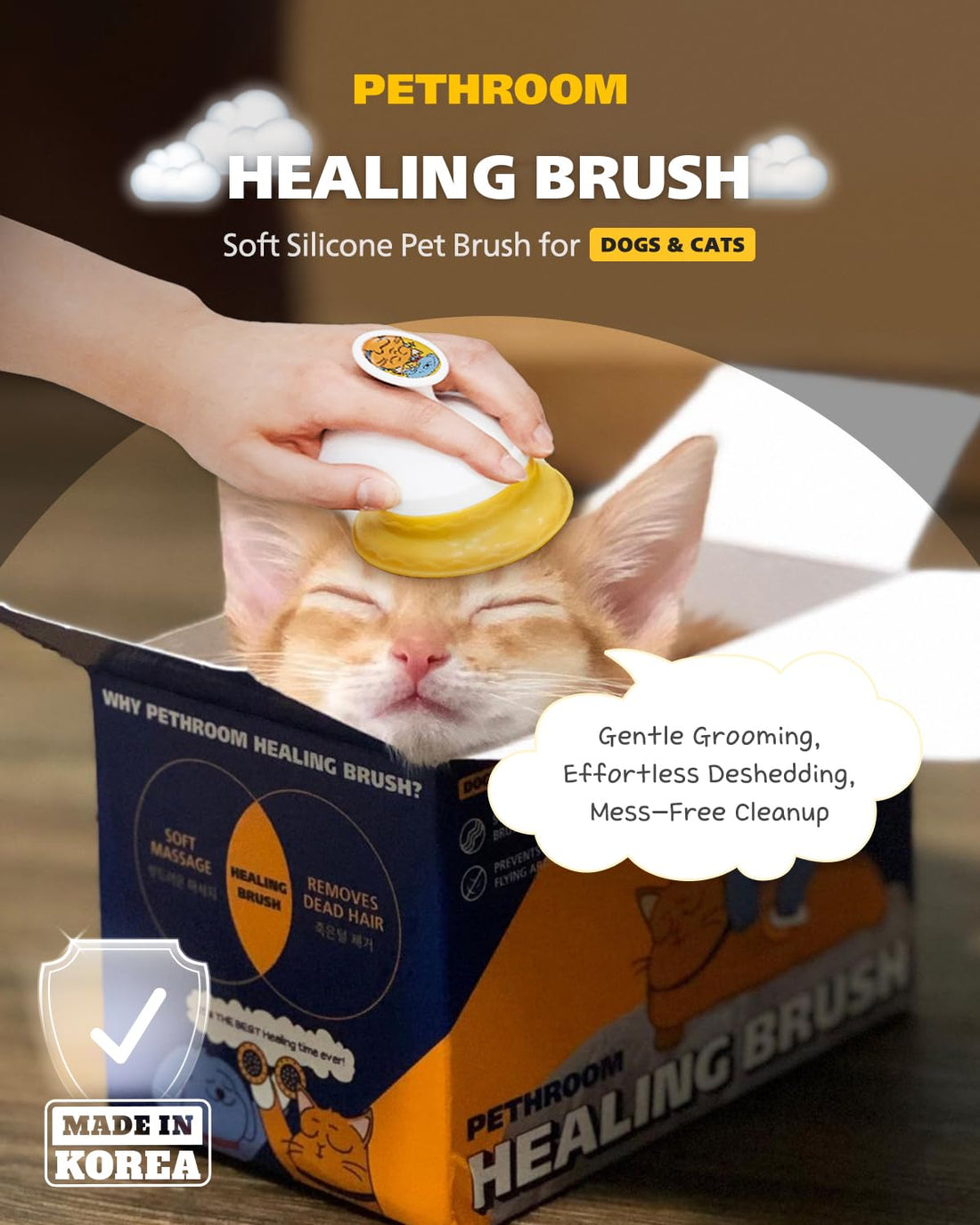 PETHROOM Silicone Cat Brush for Shedding