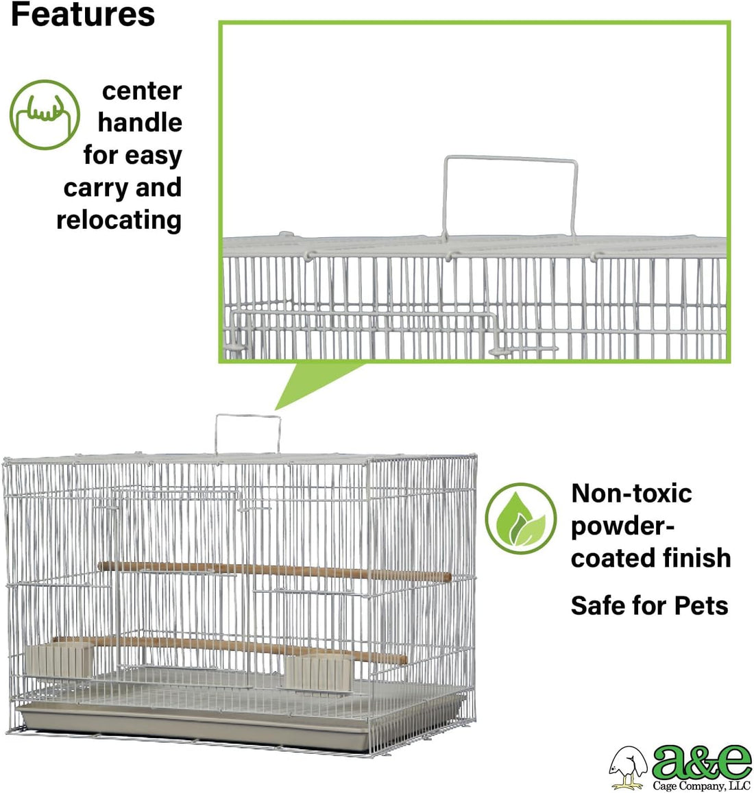 A&E Cage Co 503 Flight Bird Cage for Finches & Parakeets, 24"x16"x16"