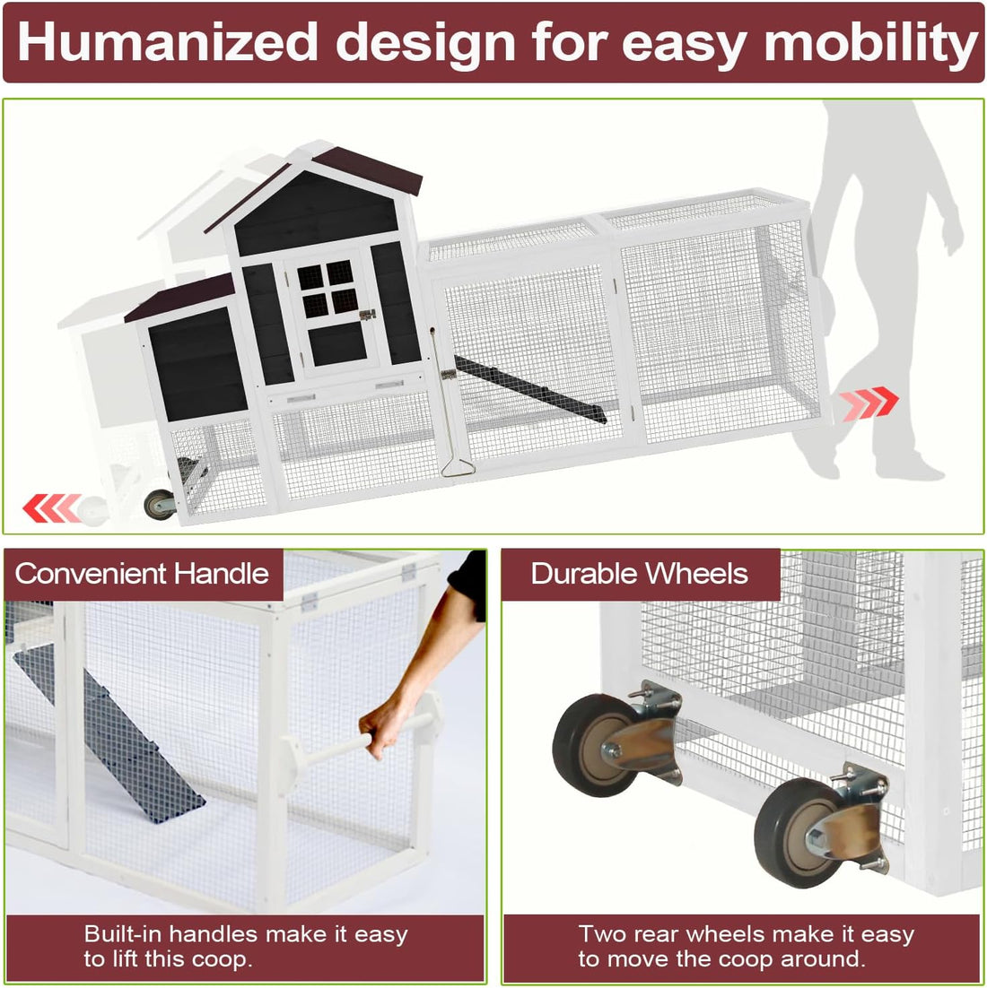 Chicken Coops for 1-2 Chickens with Wheels