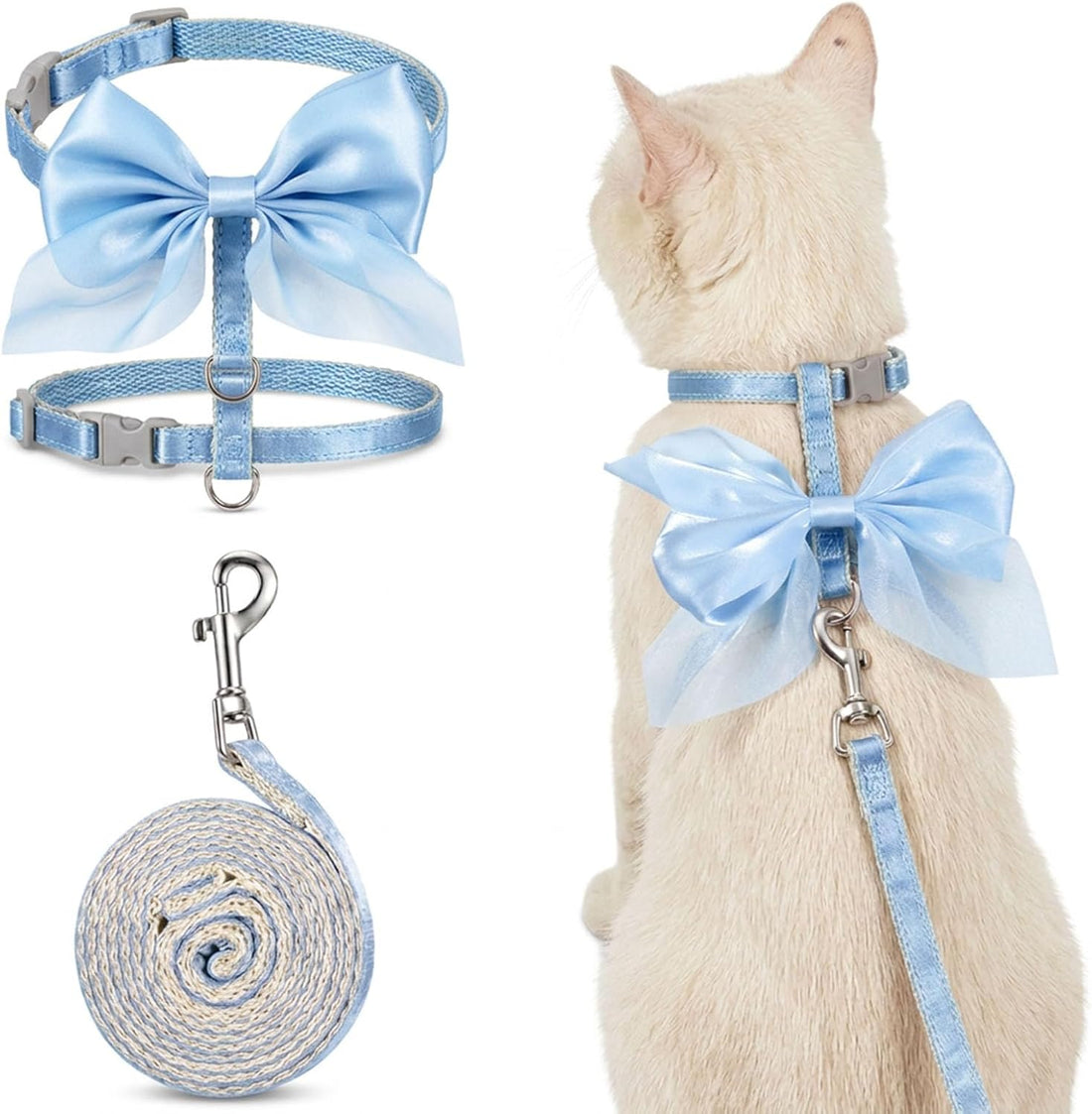 Cat Leash and Harness Set 13.39x49.21in Escape Proof Bunny Leash