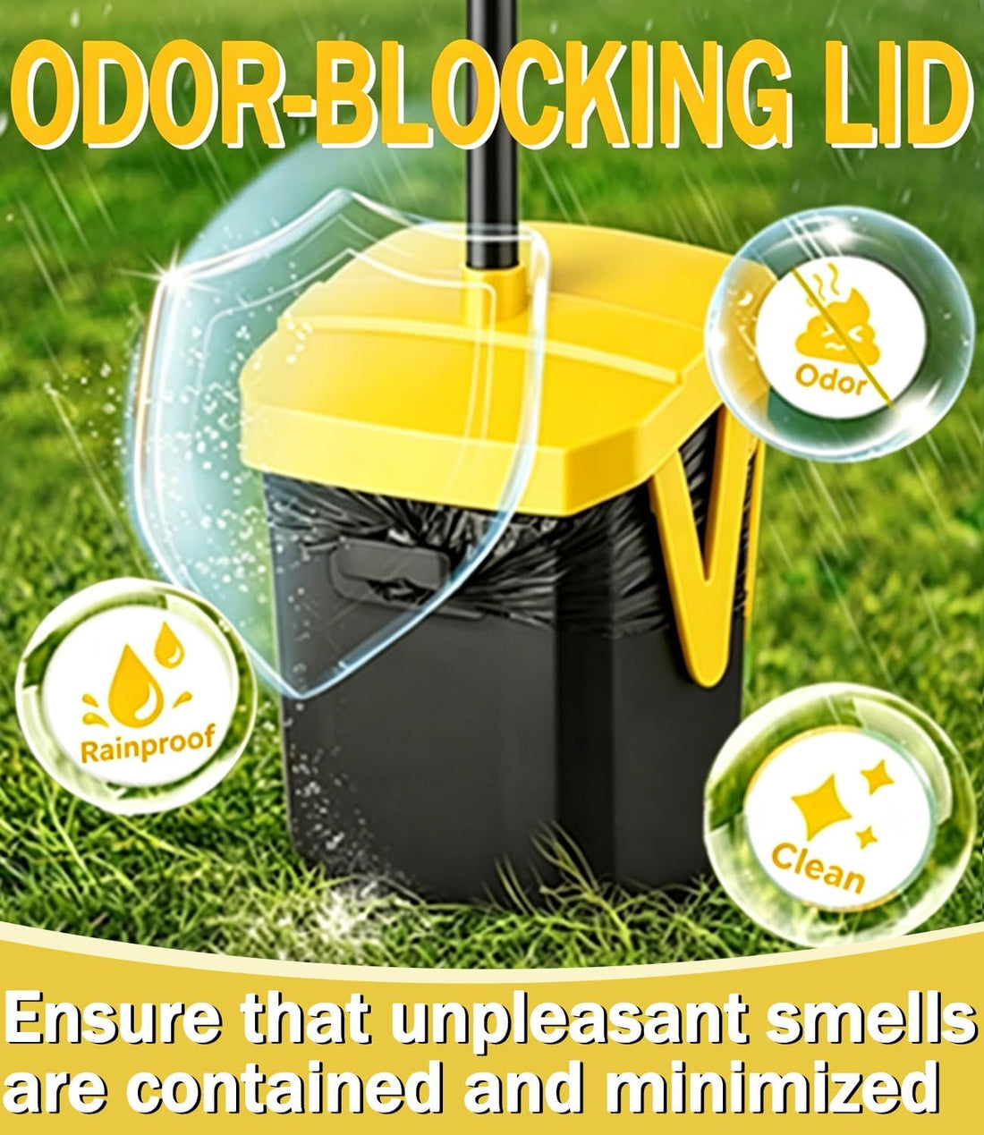 FUSBUNTY Dog Pooper Scooper, Swivel Bin & Rake Set with 100 Bags